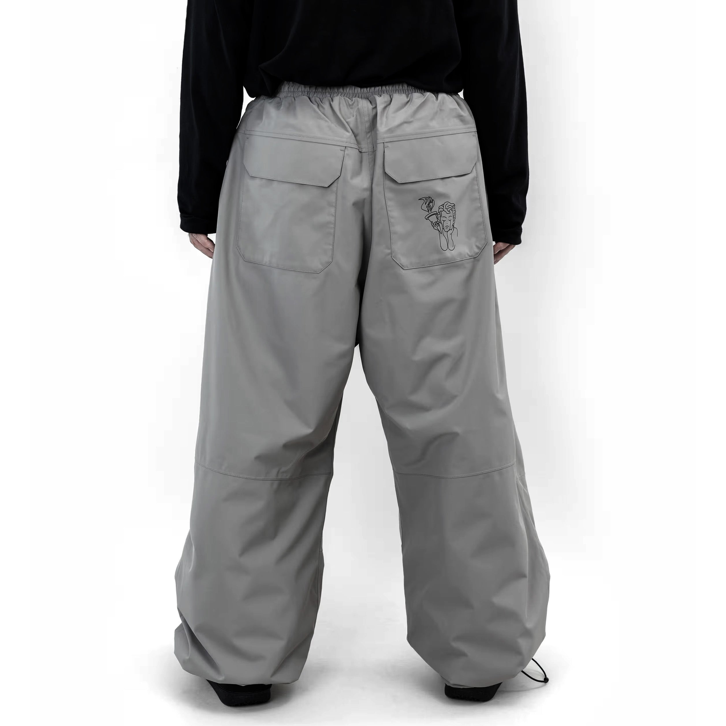 Grey Beyond Medals Park snowboard pant with a baggy fit on body Back