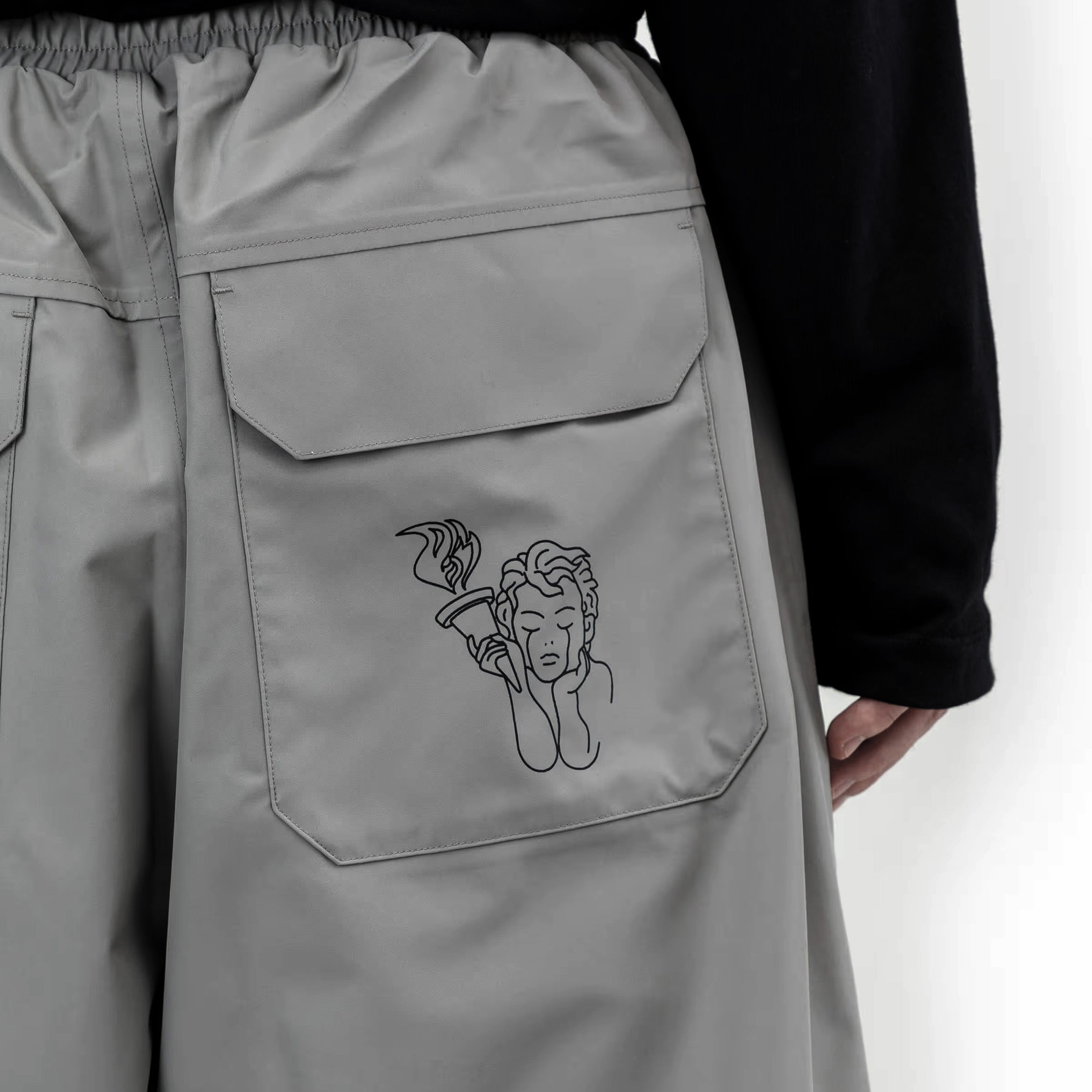 Grey Beyond Medals Park snowboard pant pocket detail