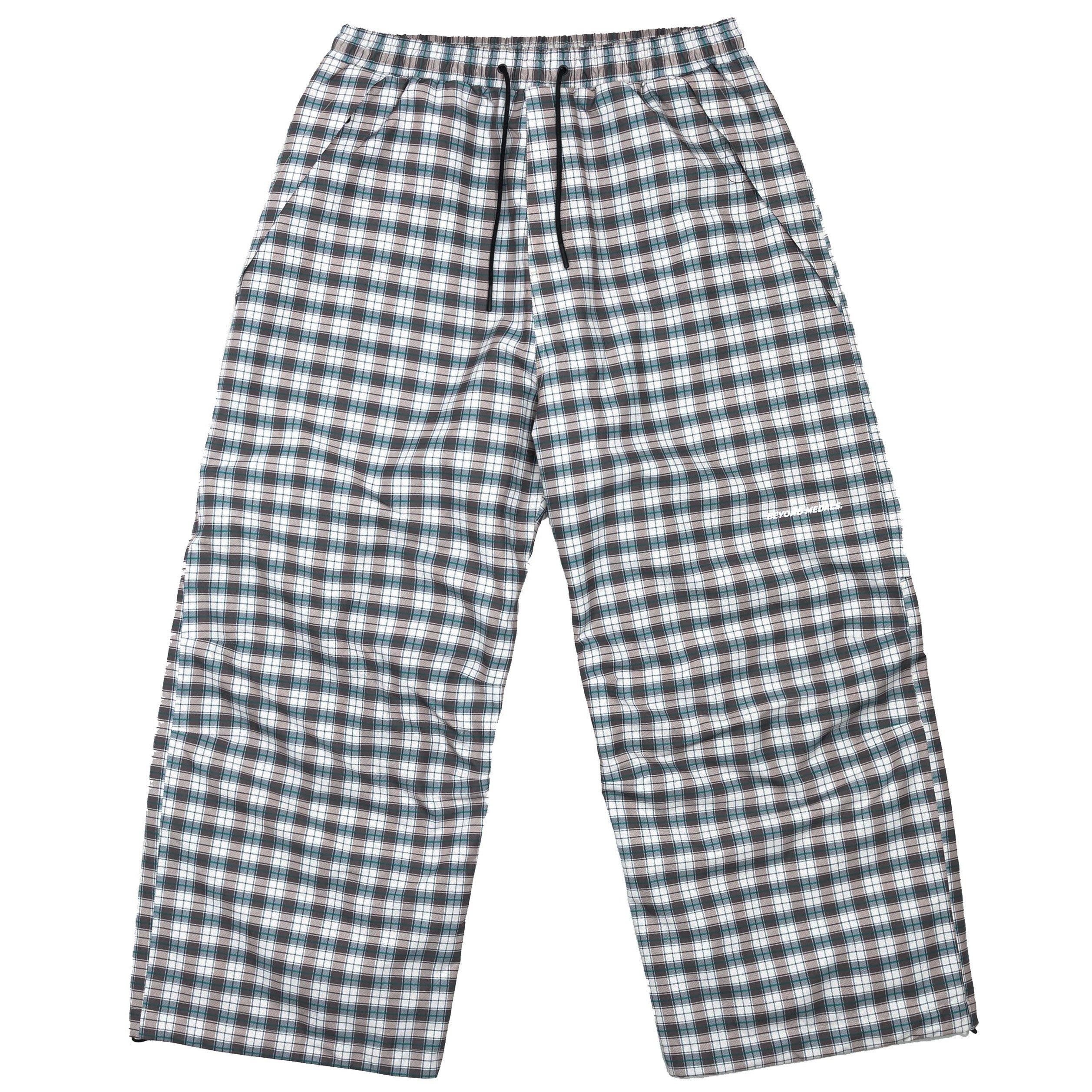 Plaid Beige Beyond Medals Park snowboard pant with a baggy fit