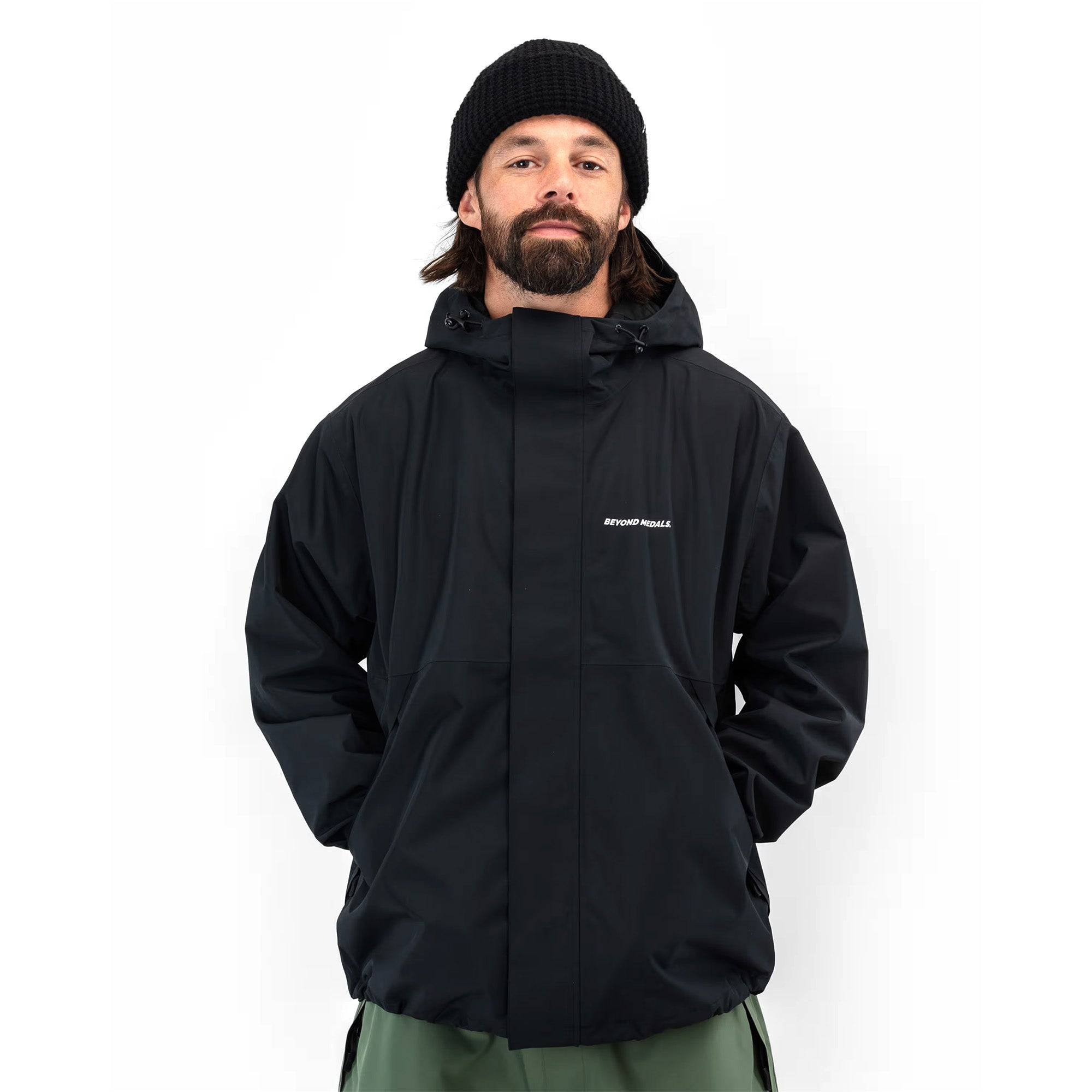 Black Beyond Medals THE Jacket snowboard jacket on model