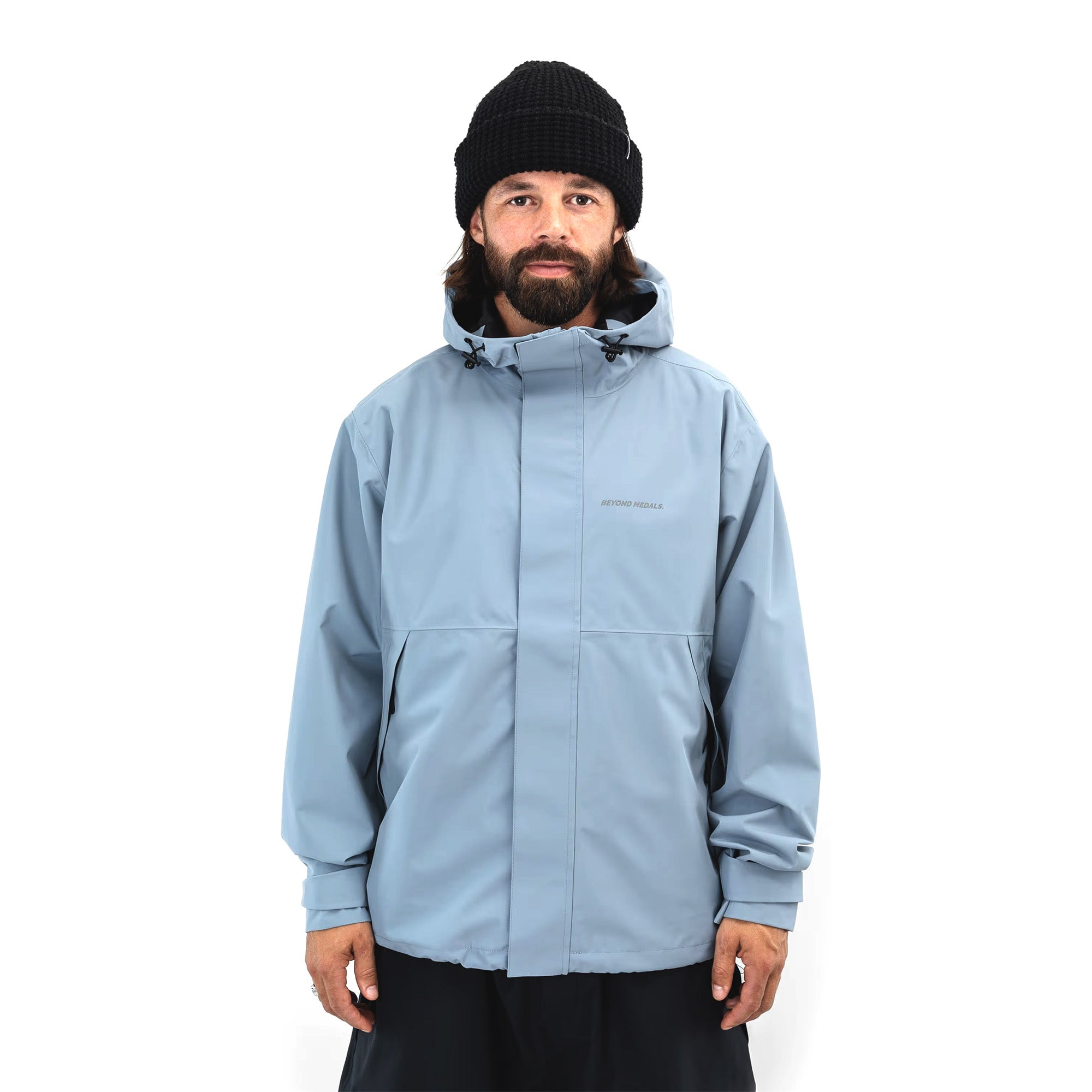 Pale Blue Beyond Medals THE Jacket snowboard jacket on model