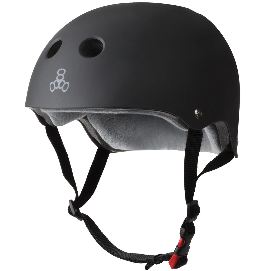 Matte Black Certified Sweatsaver Triple 8 Helmet