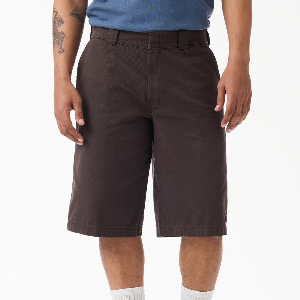Dark Brown Loose Fit Worn In Dickies Shorts