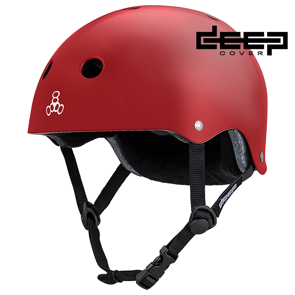 Scarlet Red Glossy Deep Cover Triple Eight Helmet