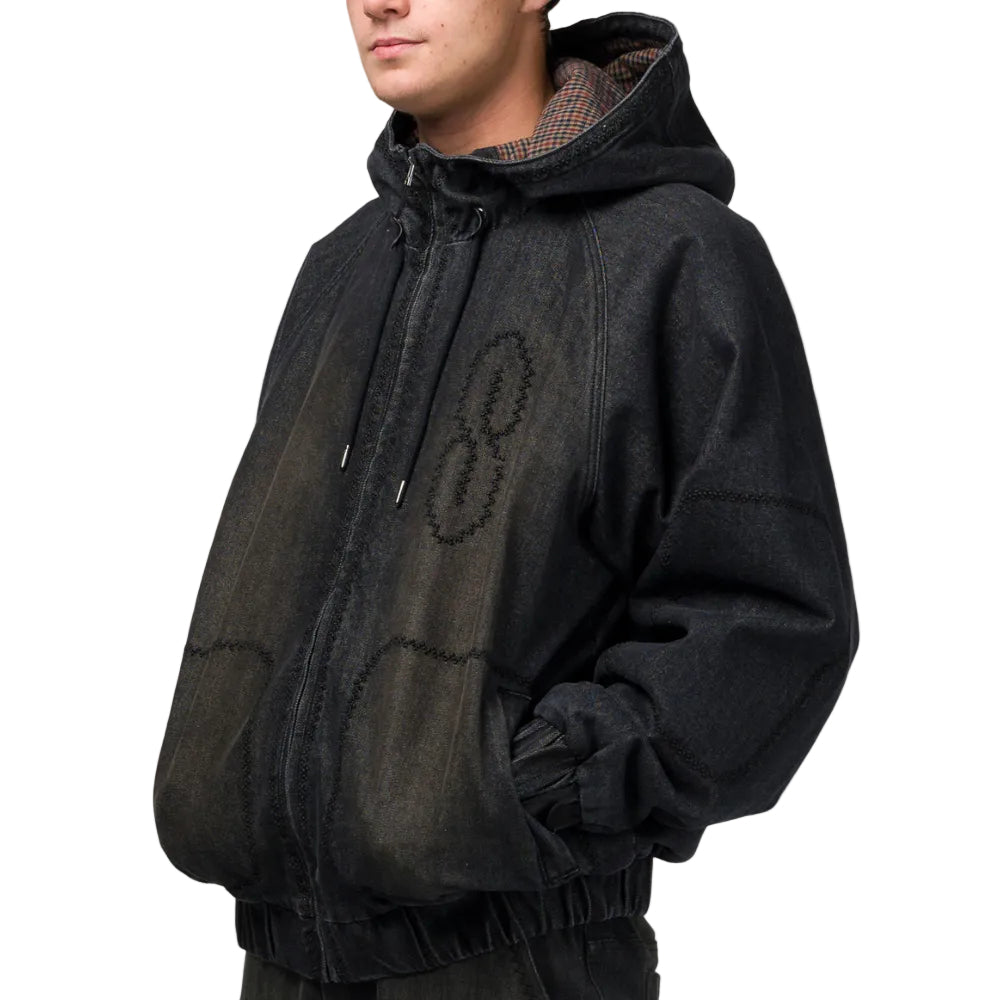 Souvenir Denim Bomber Jacket - Black