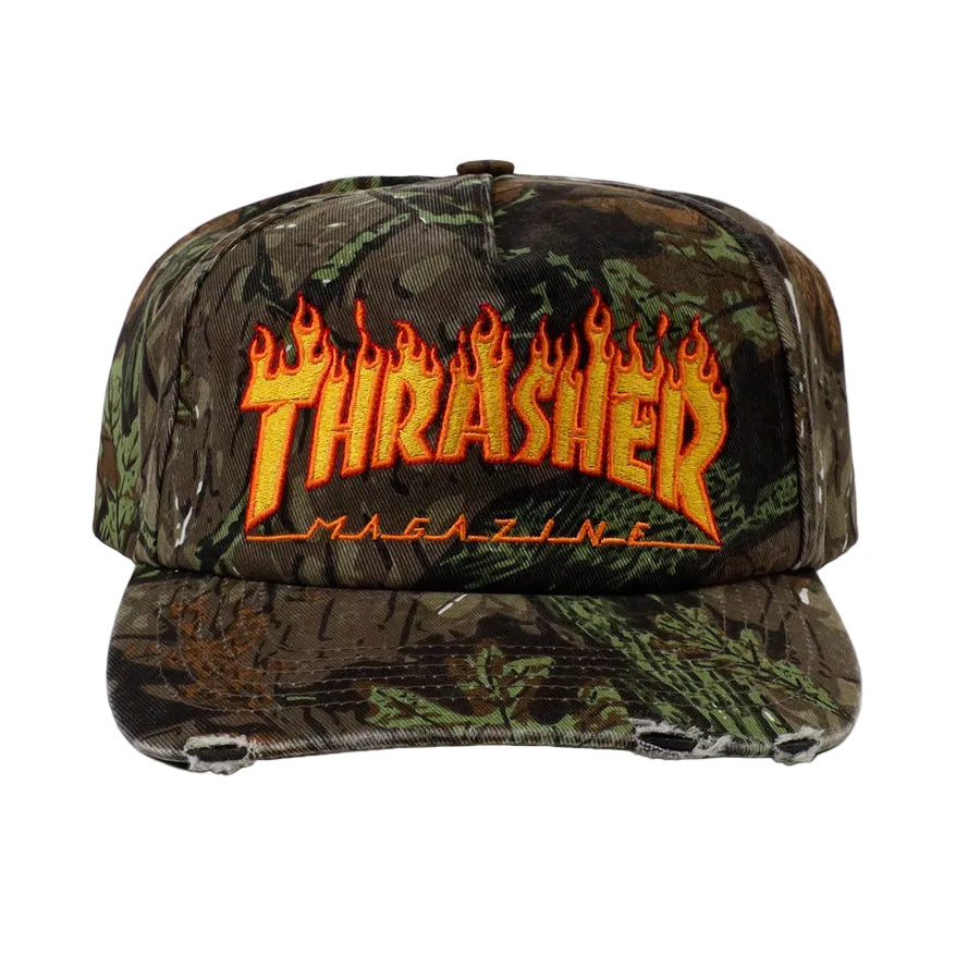 Distressed Camo Flame Thrasher Hat