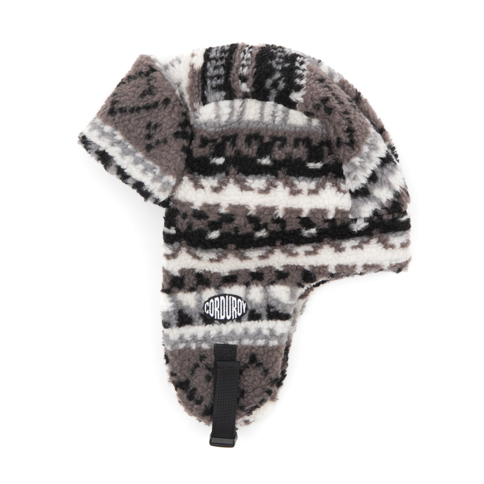 Grey Fleece Trapper Corduroy Beanie