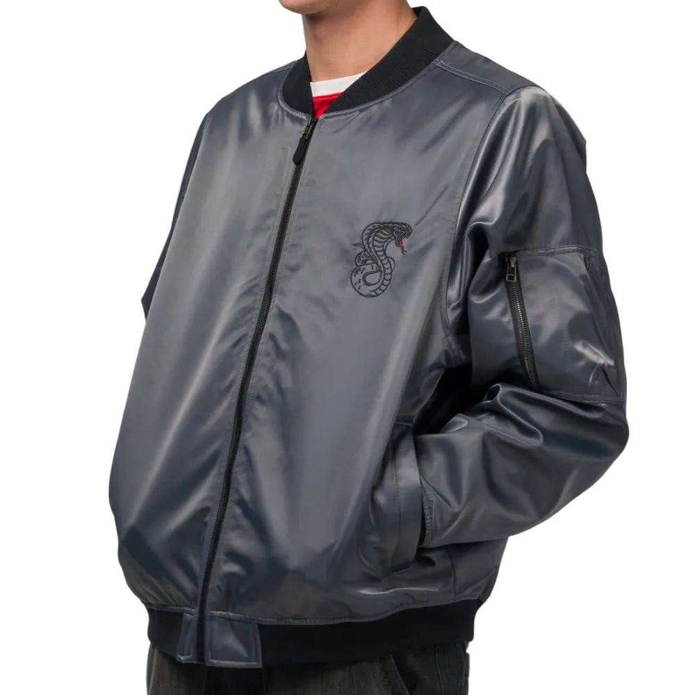 Wolf Grey Flight Bomber Souvenir Jacket