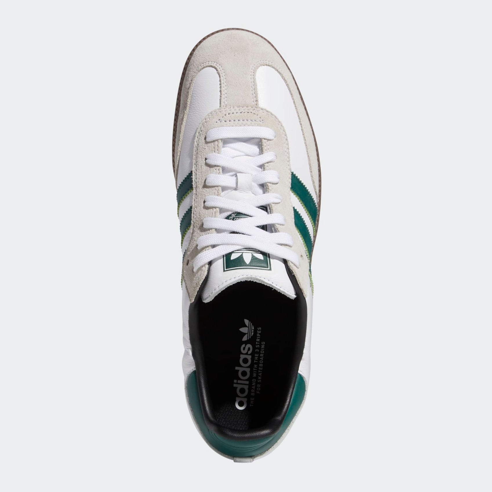 White/Green Samba ADV Adidas Skate Shoe Top