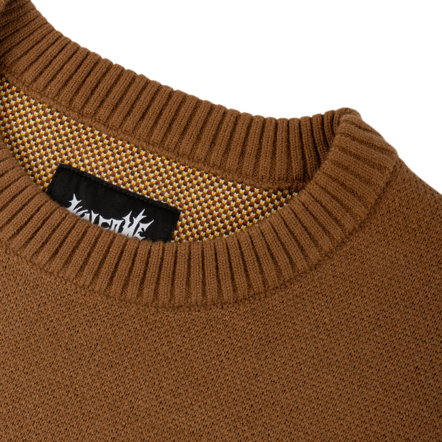 Brown Lamby Knit Welcome Skateboards Sweater Detail