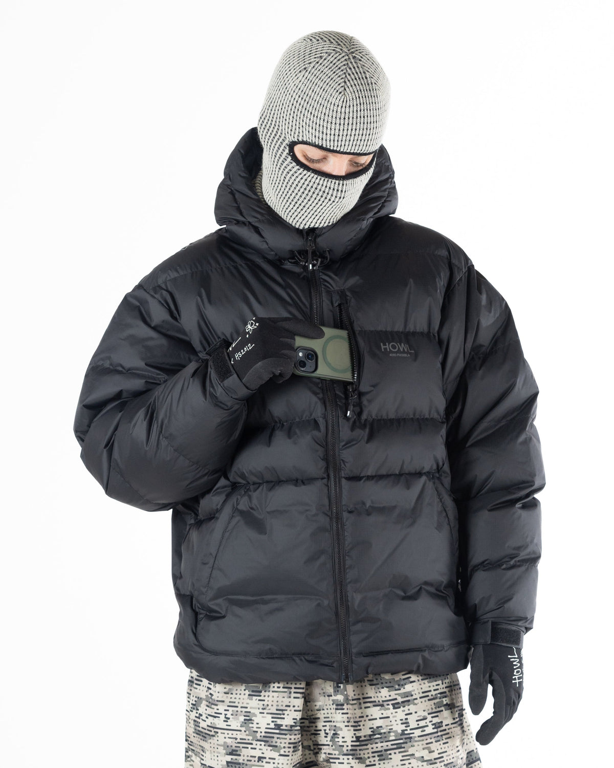 Black Howl puffy jacket wit hfront chest pass pocket