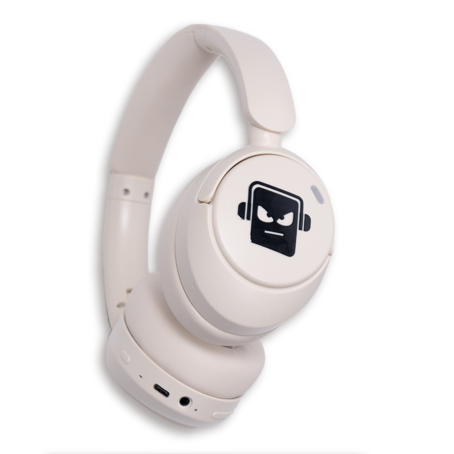 White Hedz overhead headphones  with square head logo