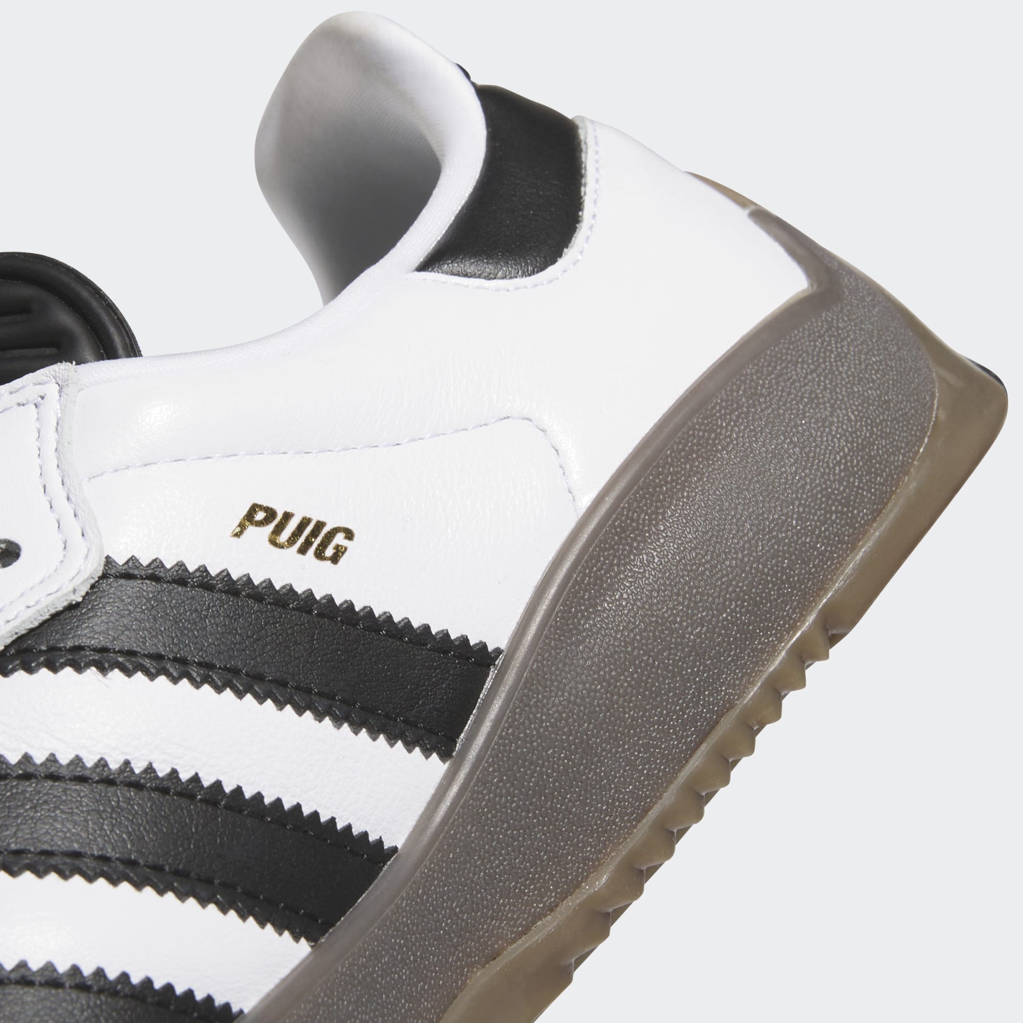 Black/White/Gum Puig Samba Adidas Skate Shoe Detail