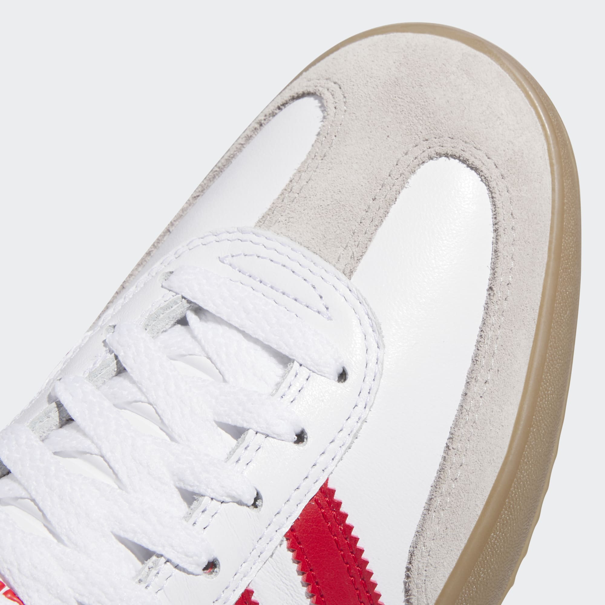 White/Scarlet Puig Samba Adidas Skate Shoe Detail