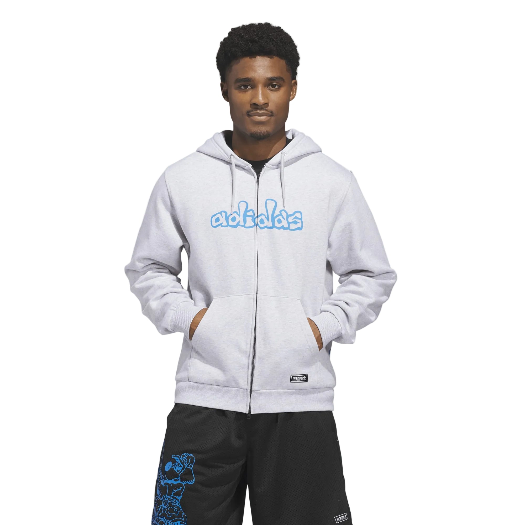 Adidas x Kogancult Dragon Zip Up Hoodie - Light Grey Heather/Lucid Blu