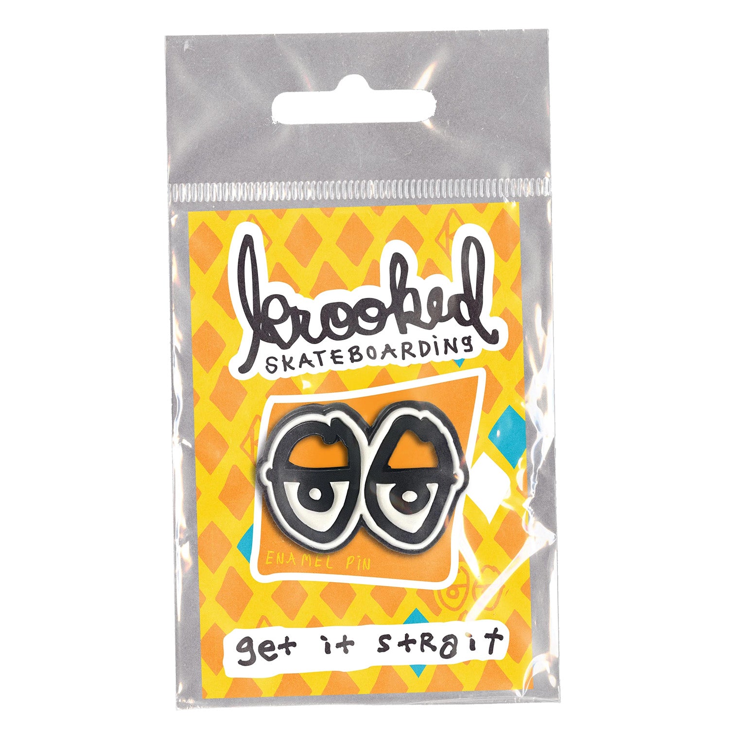 Black/White Krooked Eyes Lapel Pin