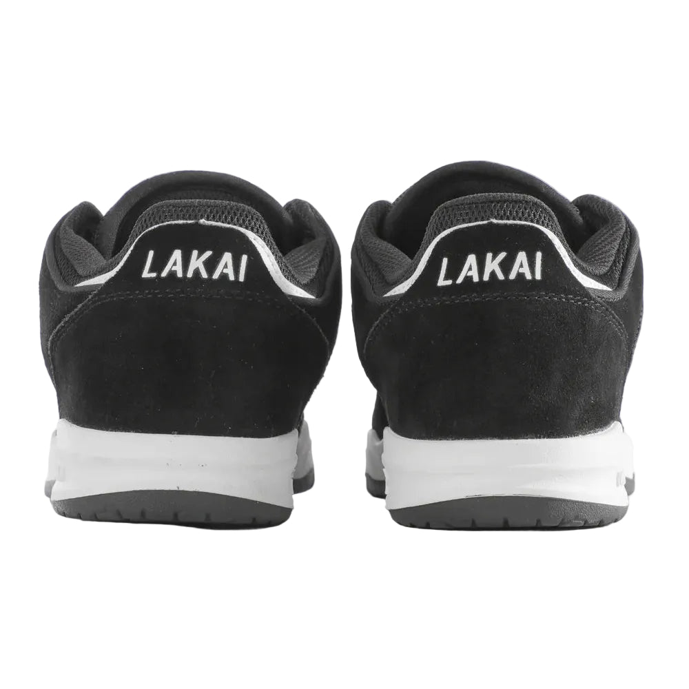 Black/White Suede Lakai Telford Low Skate Shoe Back