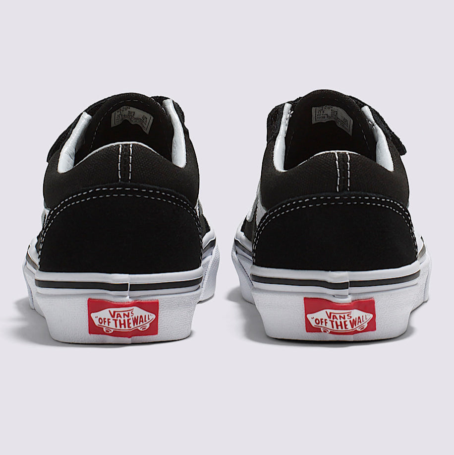Black/White Kids Velcro Old Skool Vans Shoe