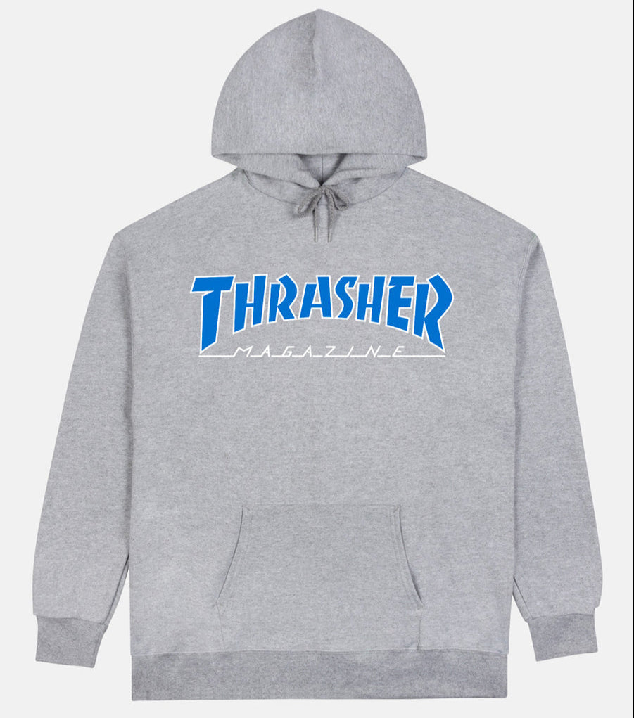 Grey/Blue Outlined Thrasher Hoodie