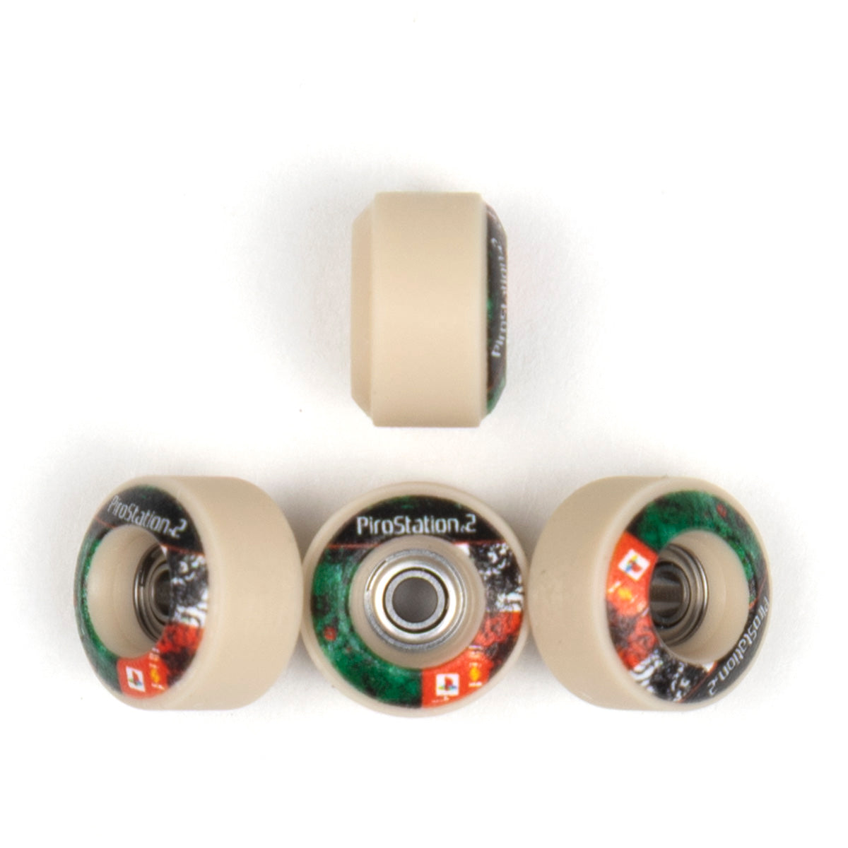 Tan Pirostation 2 Fingerboard wheels with the reversible street shape