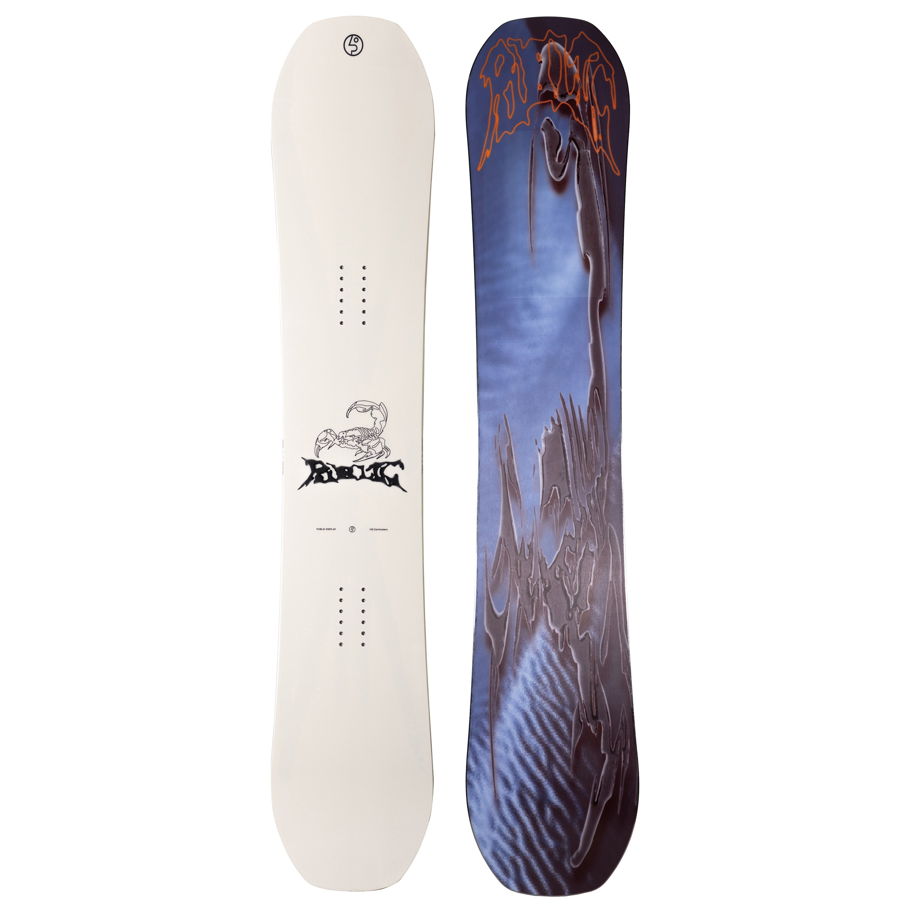 2026 Public Display Snowboard with scorpian on the Tan top and and dark blue Base