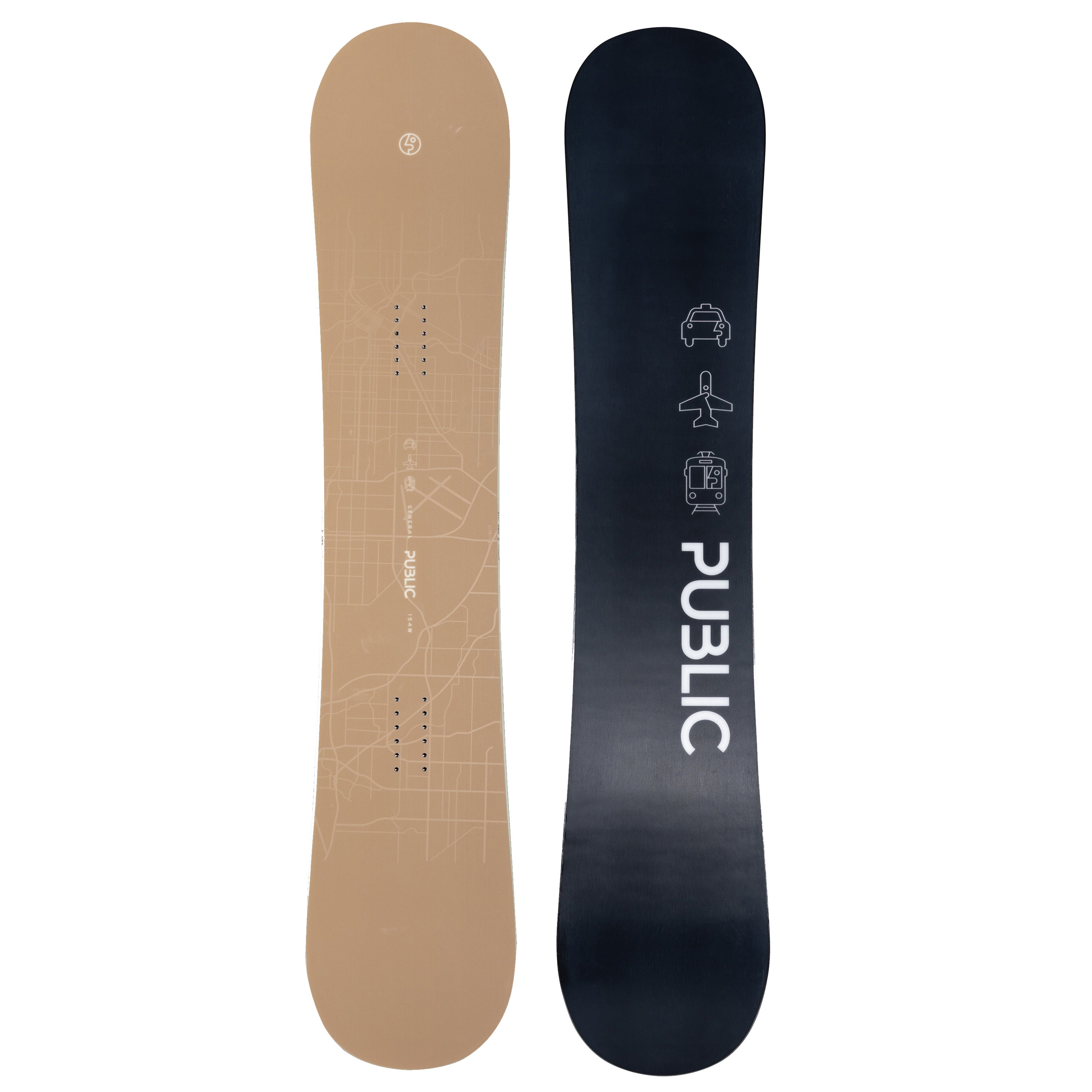 2026 Public General 154W Snowboard with Beige Top and BlackBase
