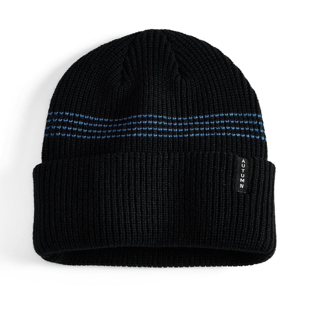 Black/Blue Mini Stripe Autumn Beanie