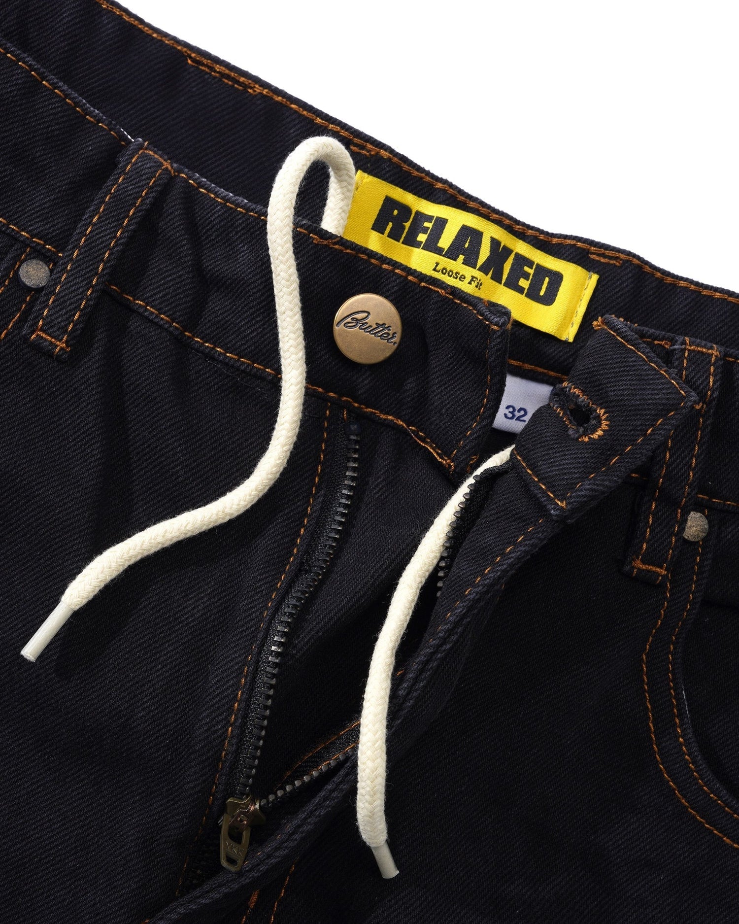 Washed black Butter Goods Relaxed skate jeans with draw string