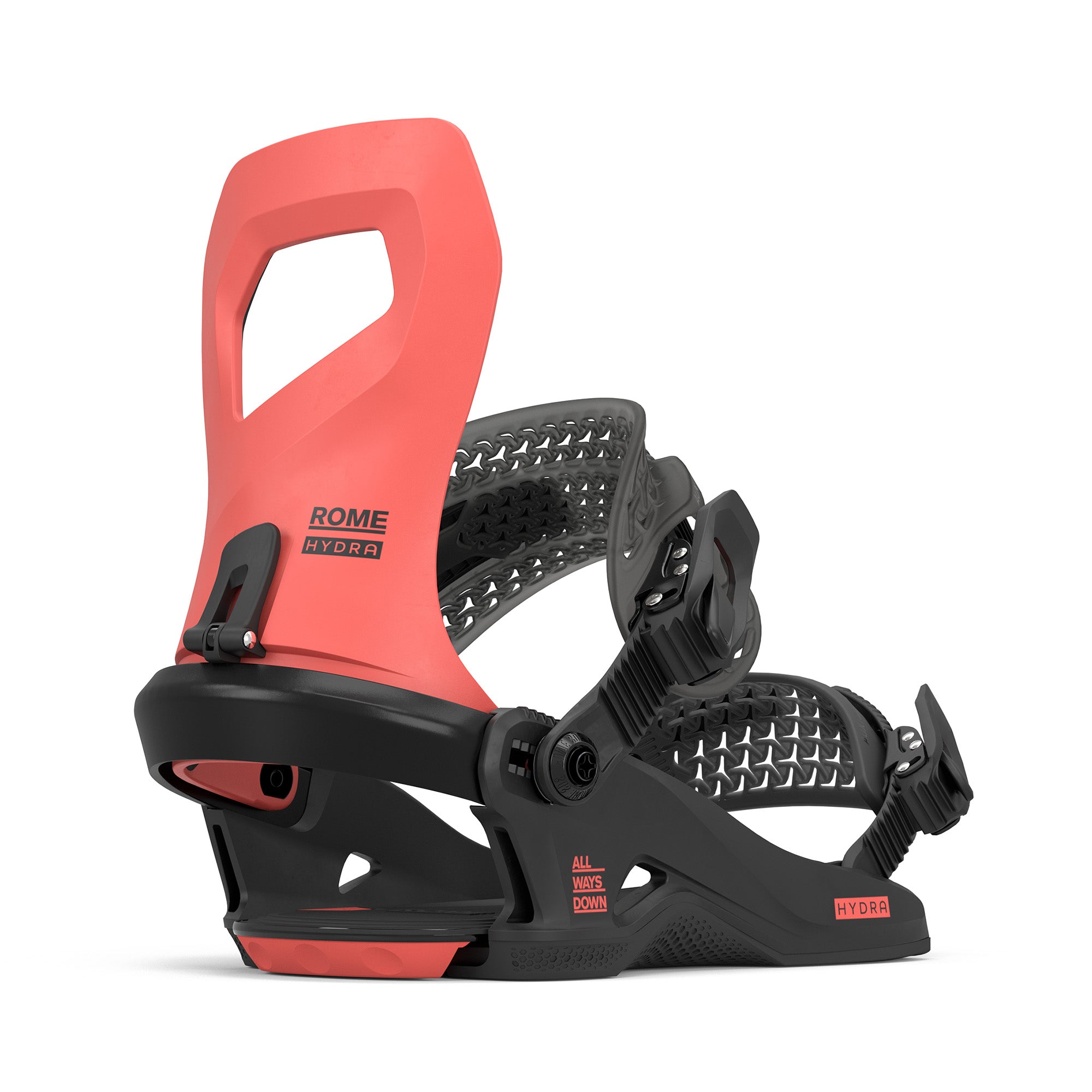 Coral and black 2026 Rome Hydra Women's snowboard binding