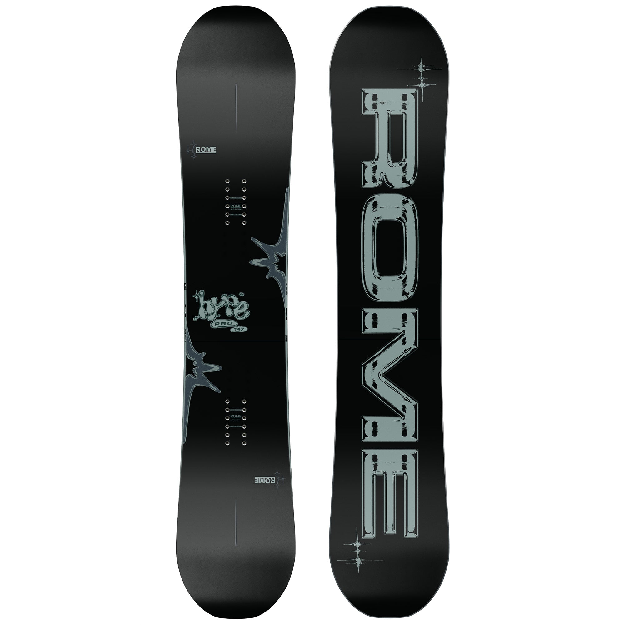 2026 Rome Hype Pro women's snowboard with black top and base and green logos