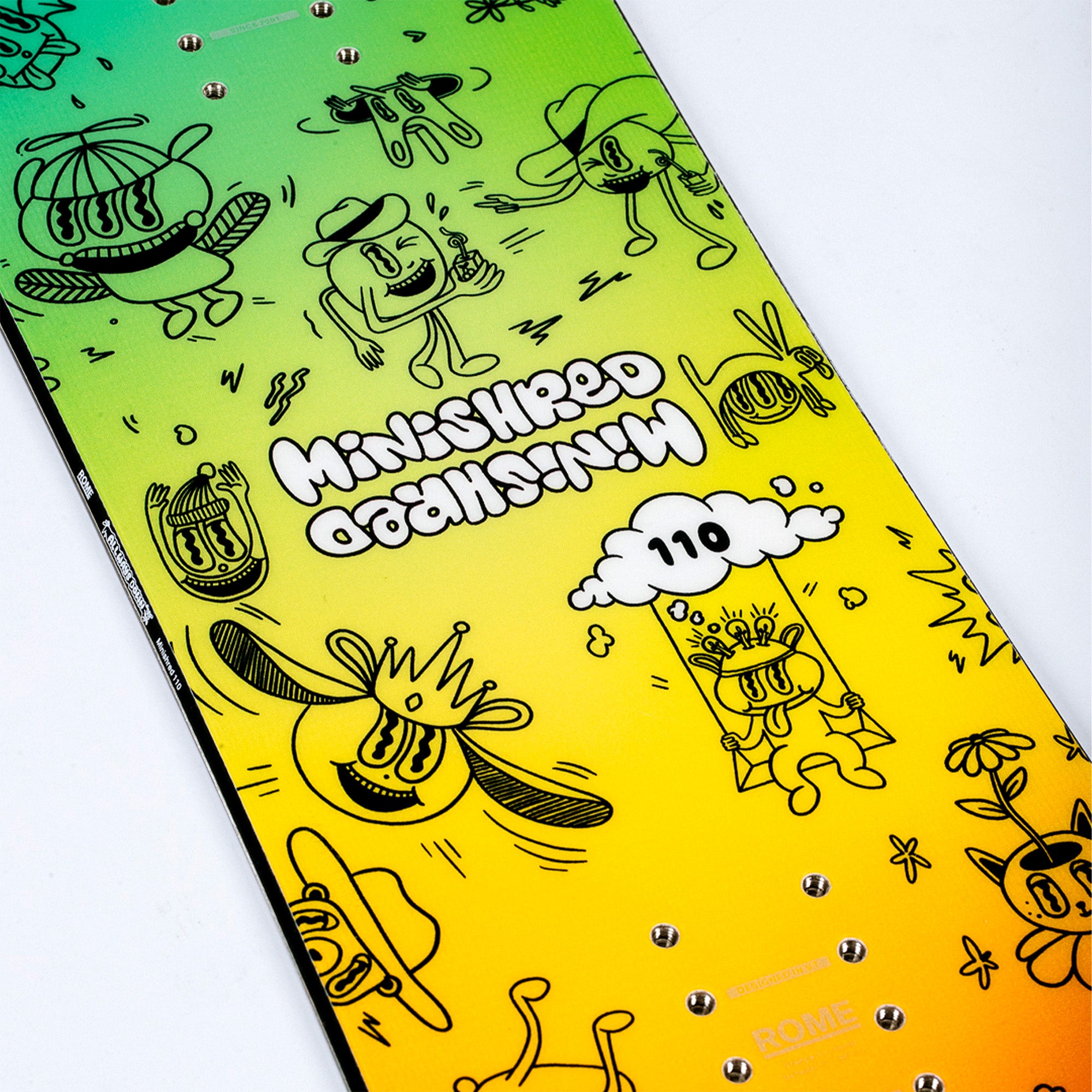 2026 Rome kids Minishred snowboard top design with drawings all over