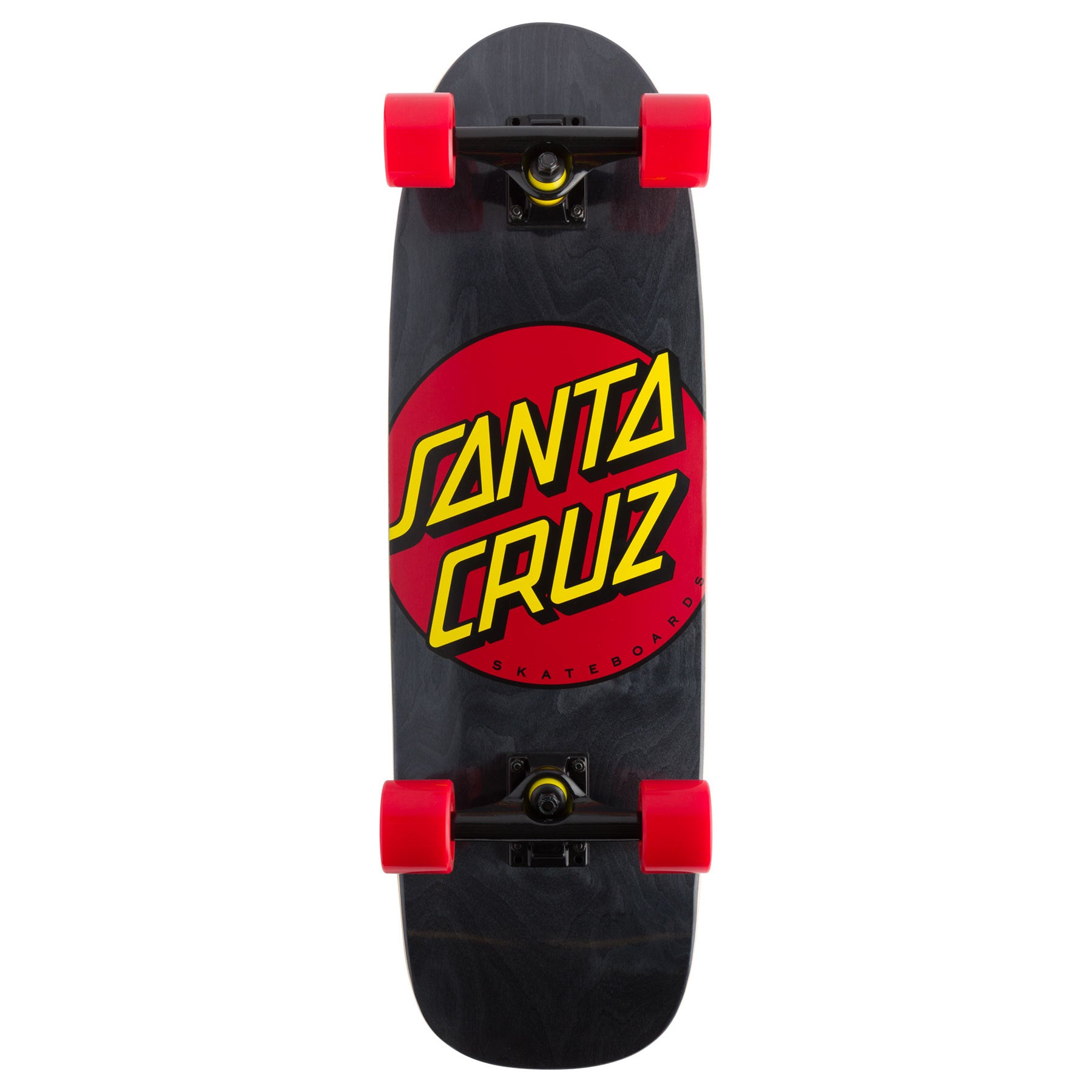 Santa Cruz street cruiser complete skateboard with classic red dot logo and red wheels