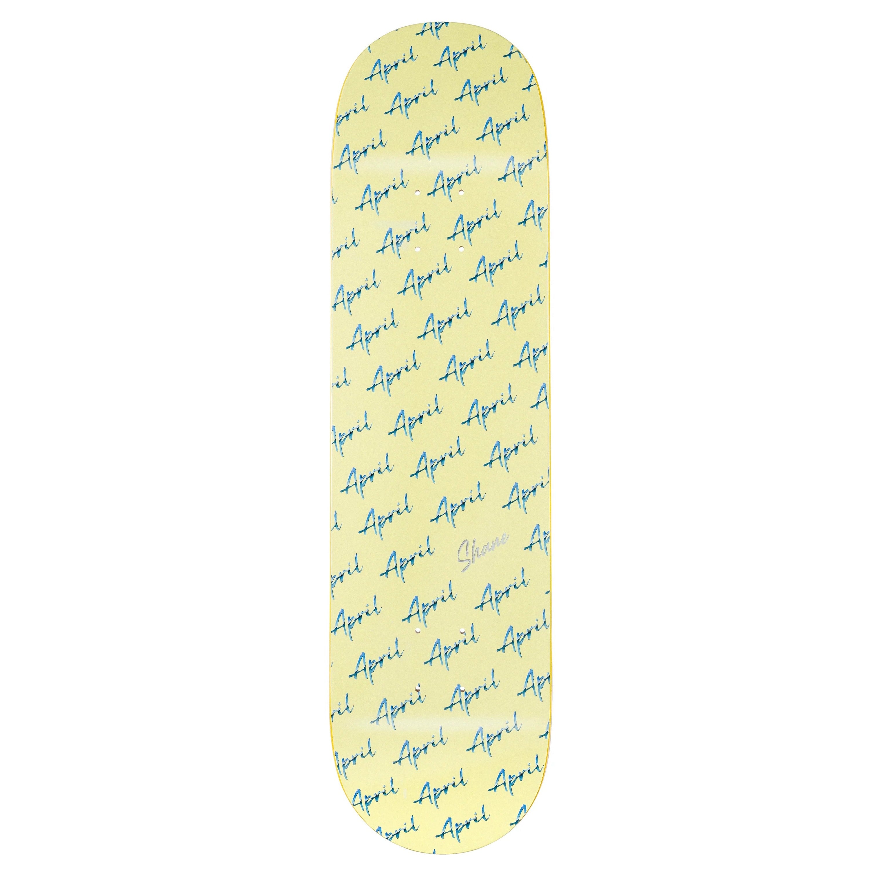 Shane O'Neill Yellow Script April Skateboards Deck