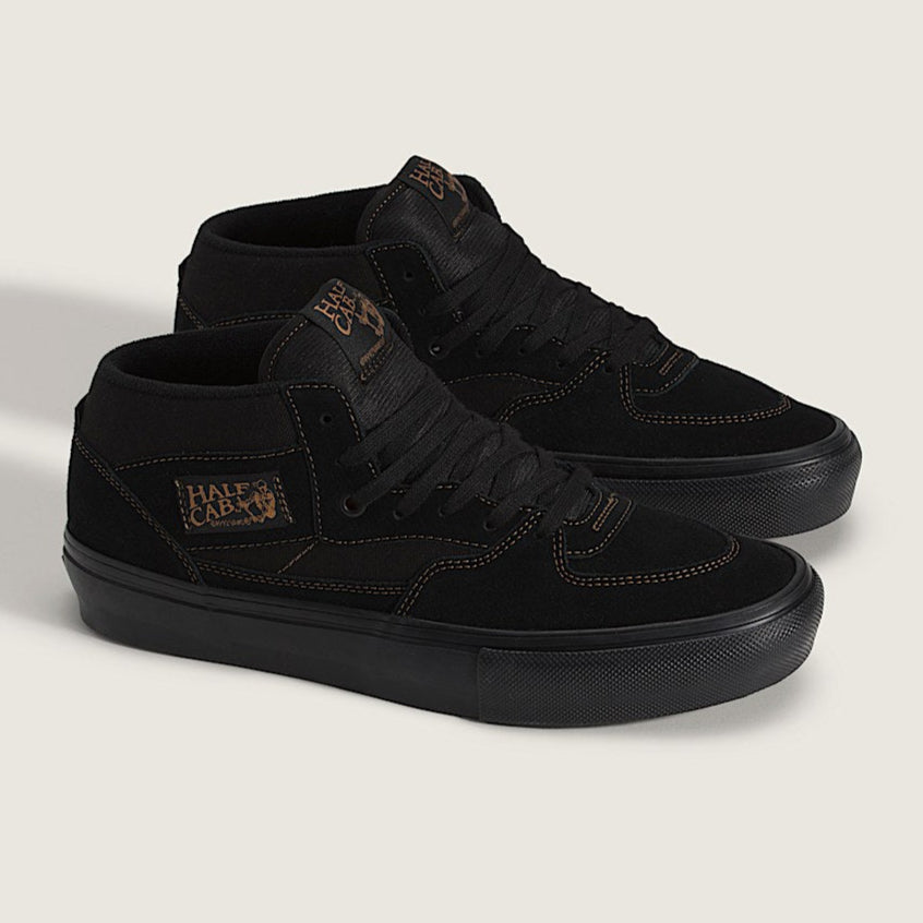 Black/Black/Brown Skate Half Cab Vans Shoe