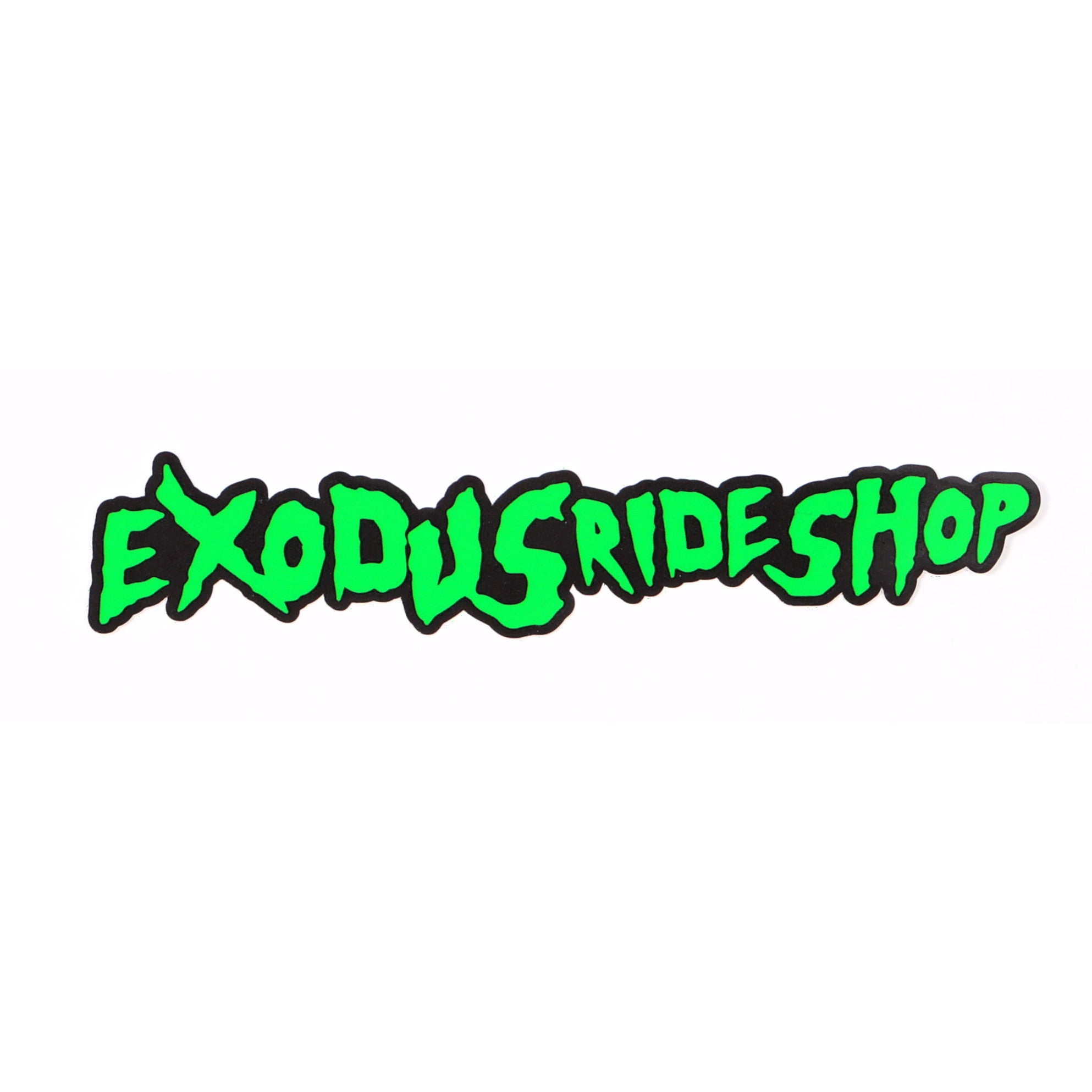Green and black Exodus Ride Shop FA Skimask skate and snowbaord sticker