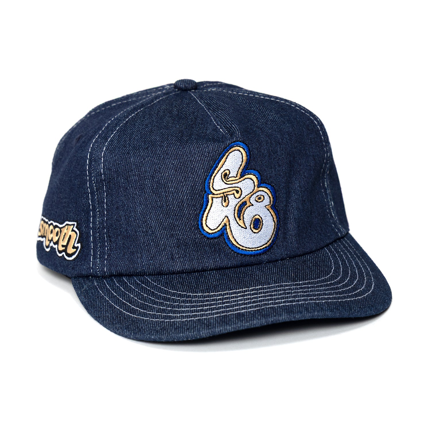 Smooth 18 Denim hat with front and side embroidery