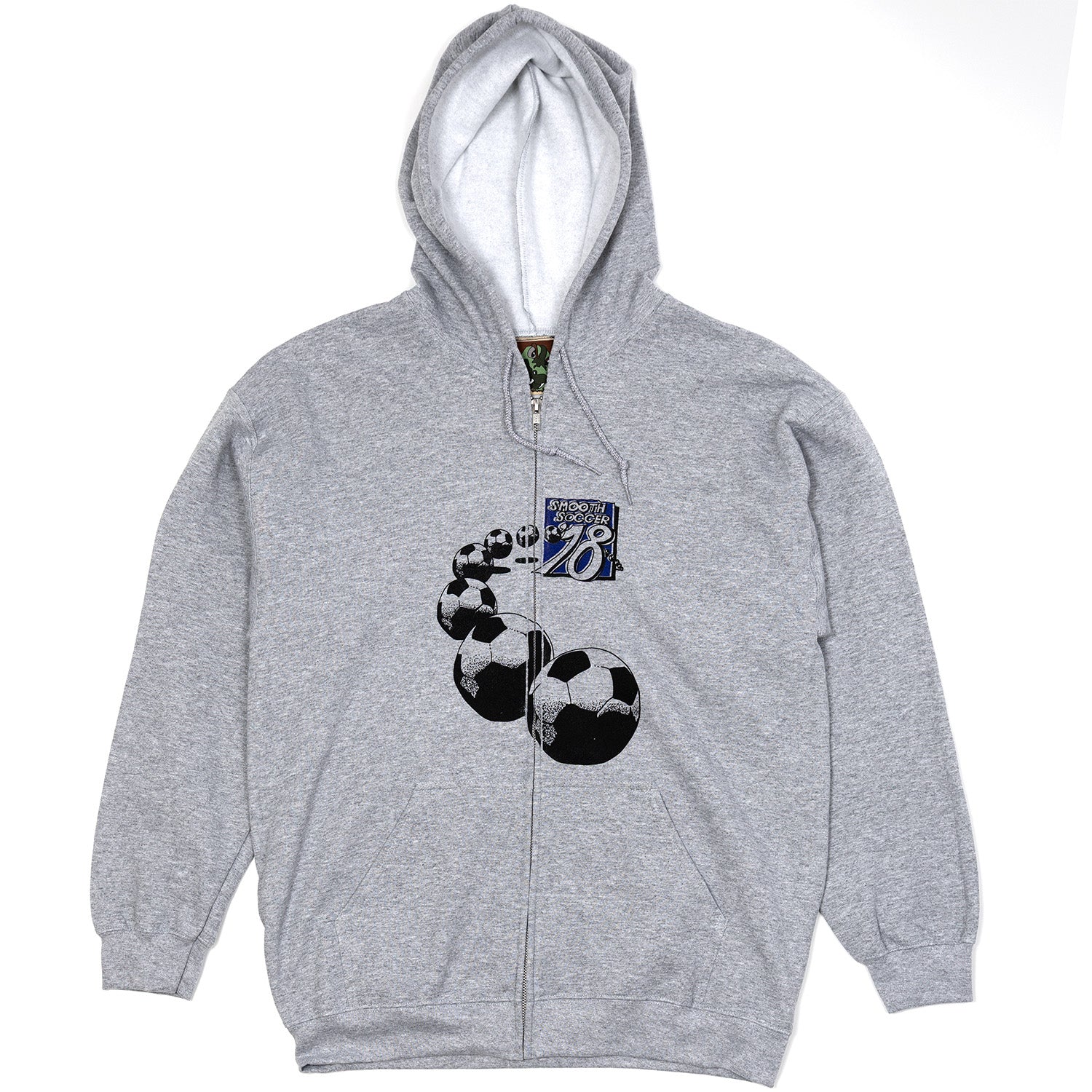 Grey Footy Smooth 18 Zip Up Hoodiewith soccer front design