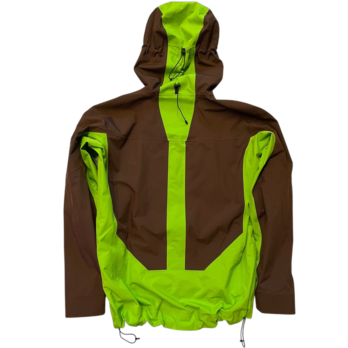 Brown and green Tree Frog Smooth snowboard jacket back
