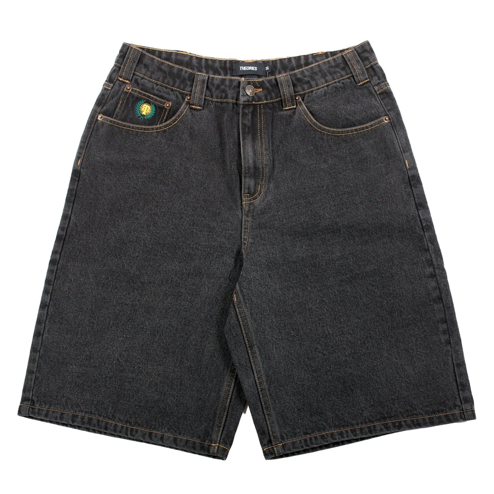 Washed Black Denim Plaze Theories Shorts