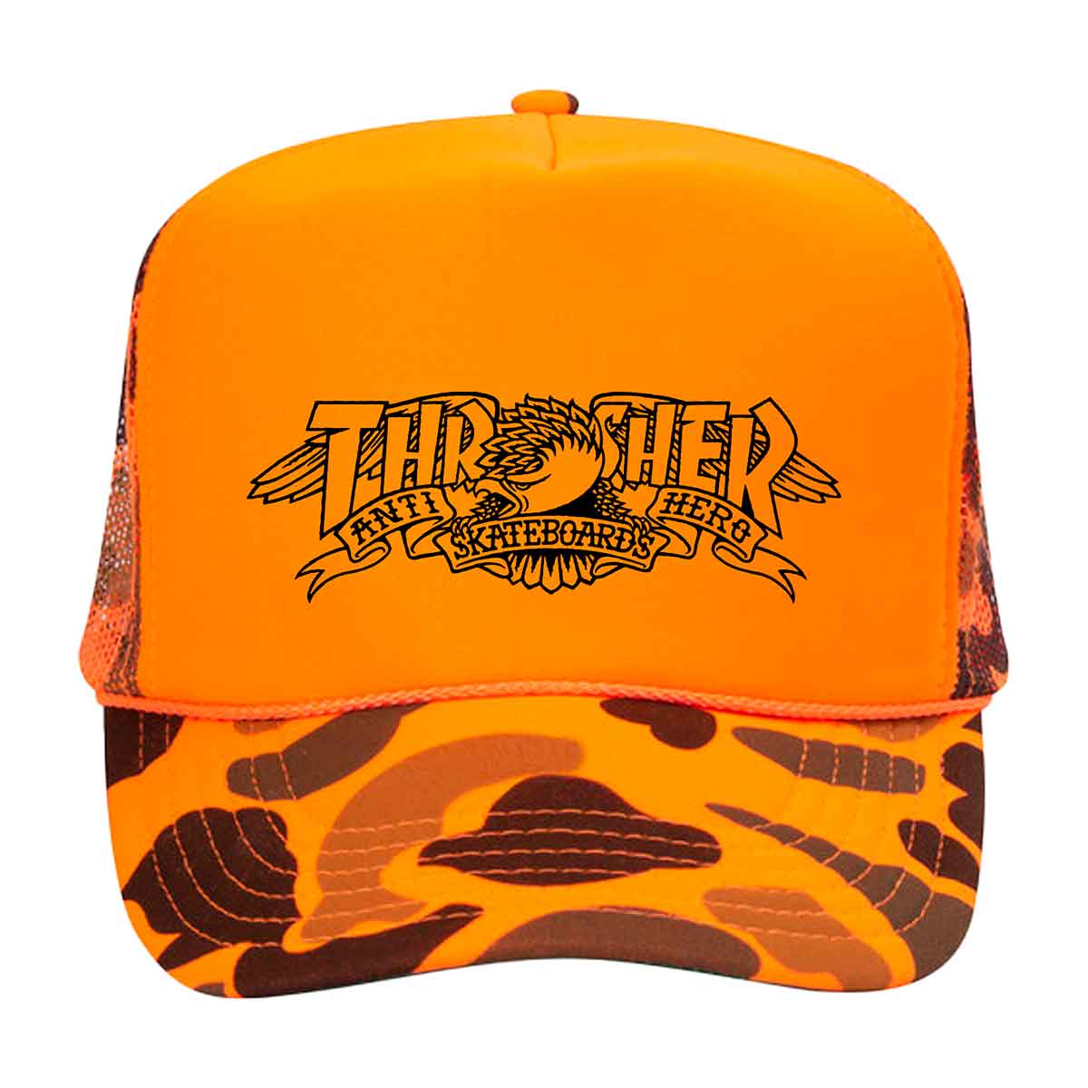 Orange Camo Antihero x Thrasher Mag Banner Trucker Hat