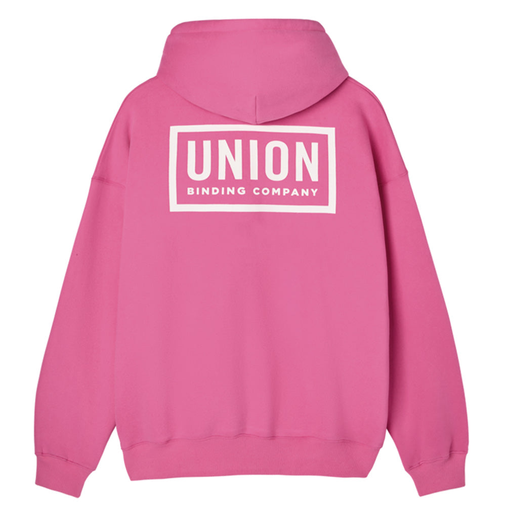 Pink Union Team snowboard hoodie with white logo back