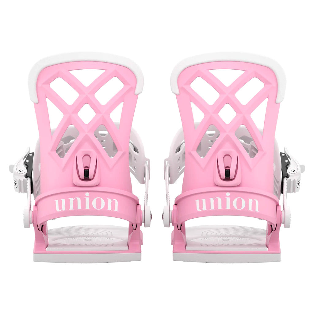 Pink Rosa Union snowboard bindings 2026 back