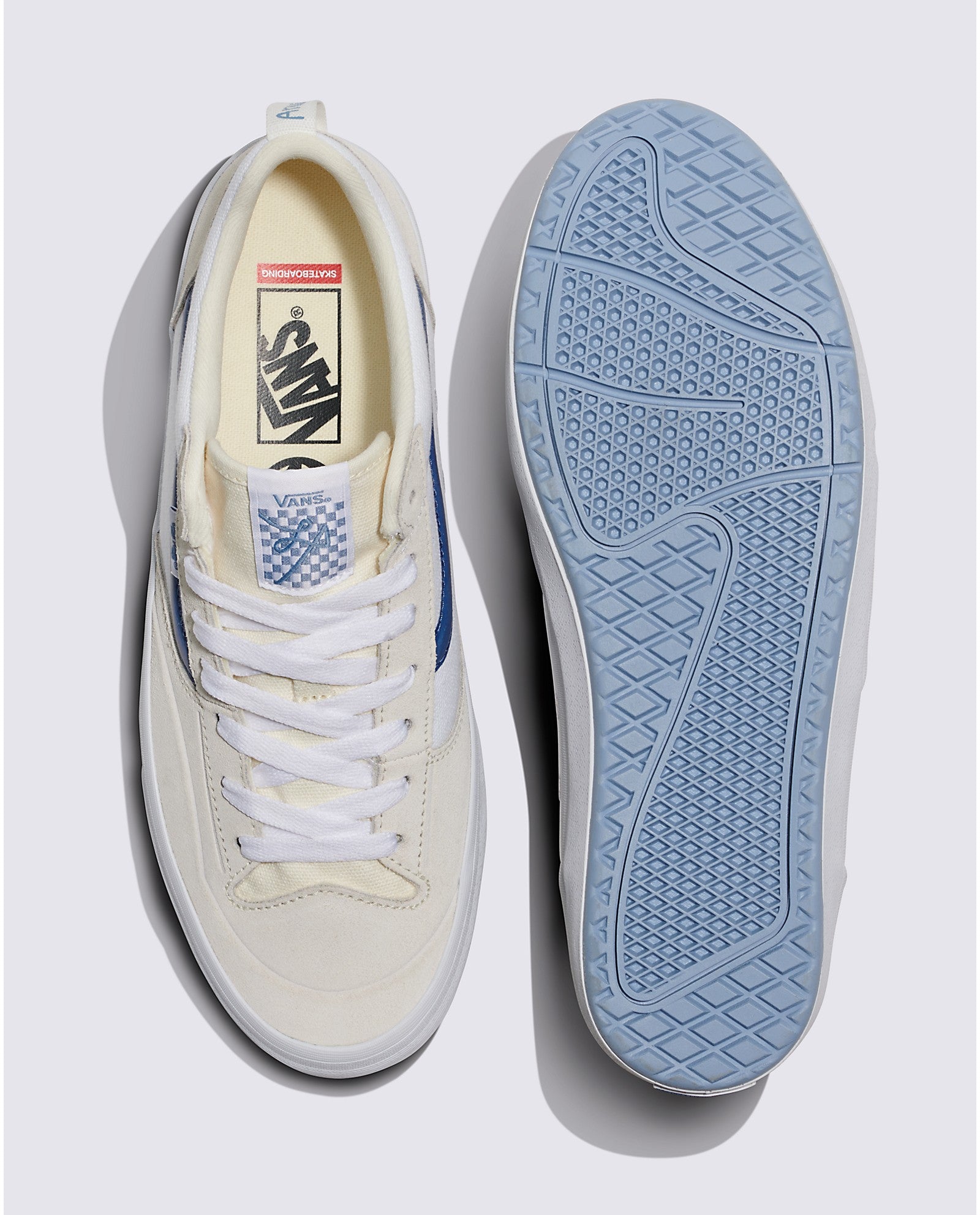 White/Blue Lizzie Low Vans Skate Shoe Top/Bottom