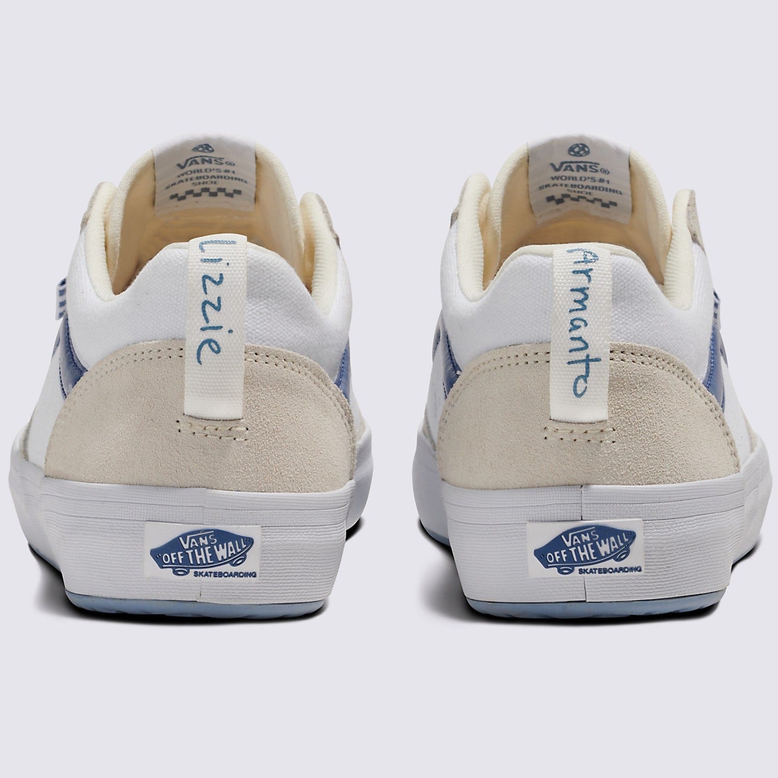 White/Blue Lizzie Low Vans Skate Shoe Back