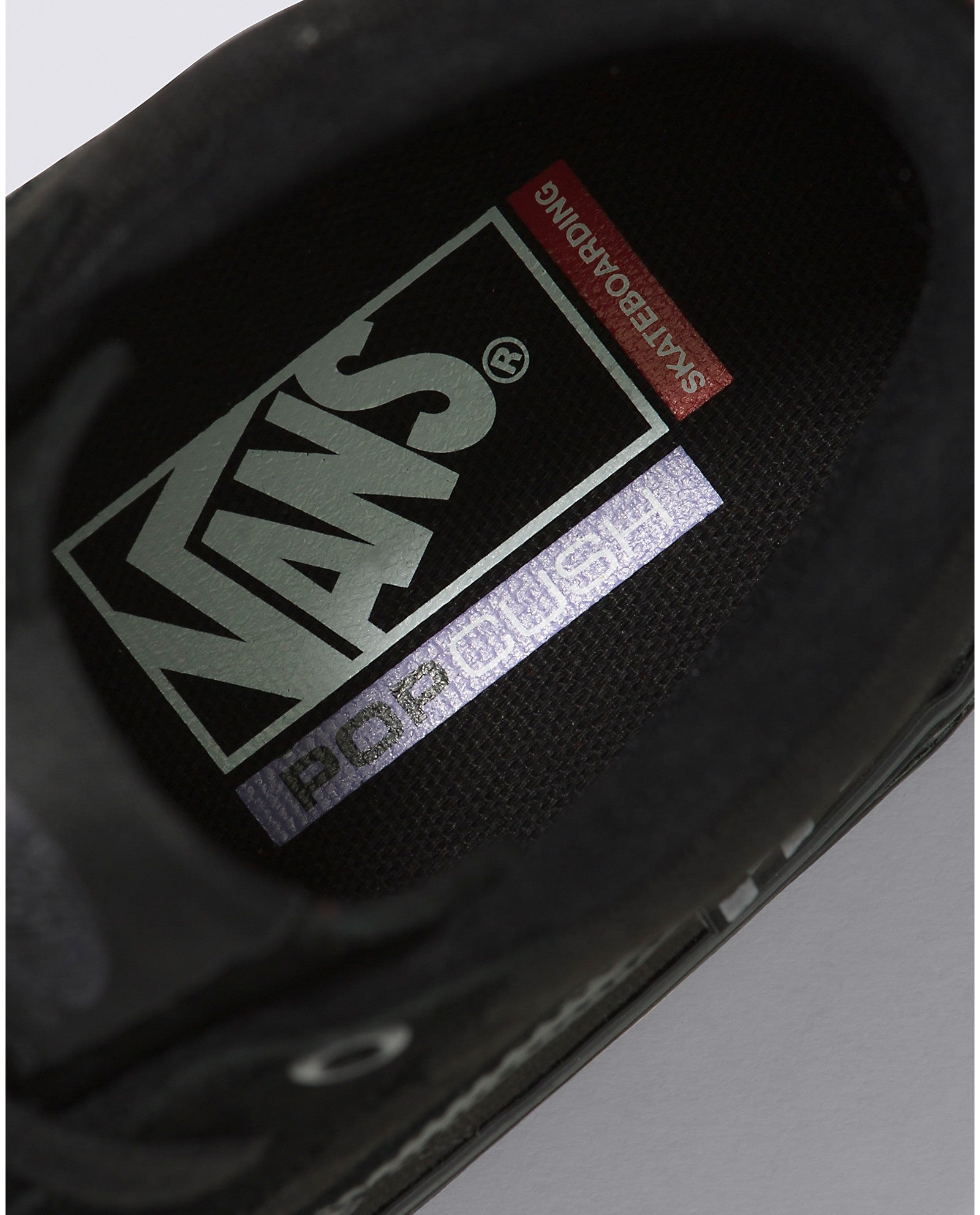 Black/Black Skate Sk8-hi Vans Skateboard Shoe Detail