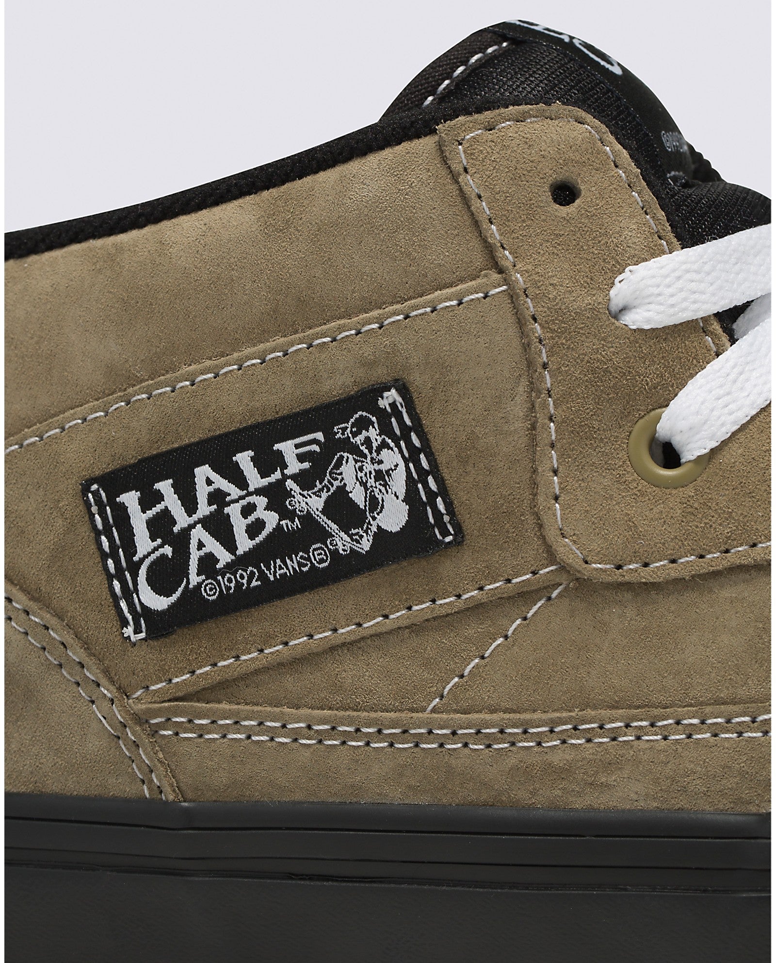 Olive/Black 92' Pig Suede Vans Half Cab Skate Shoe Detail