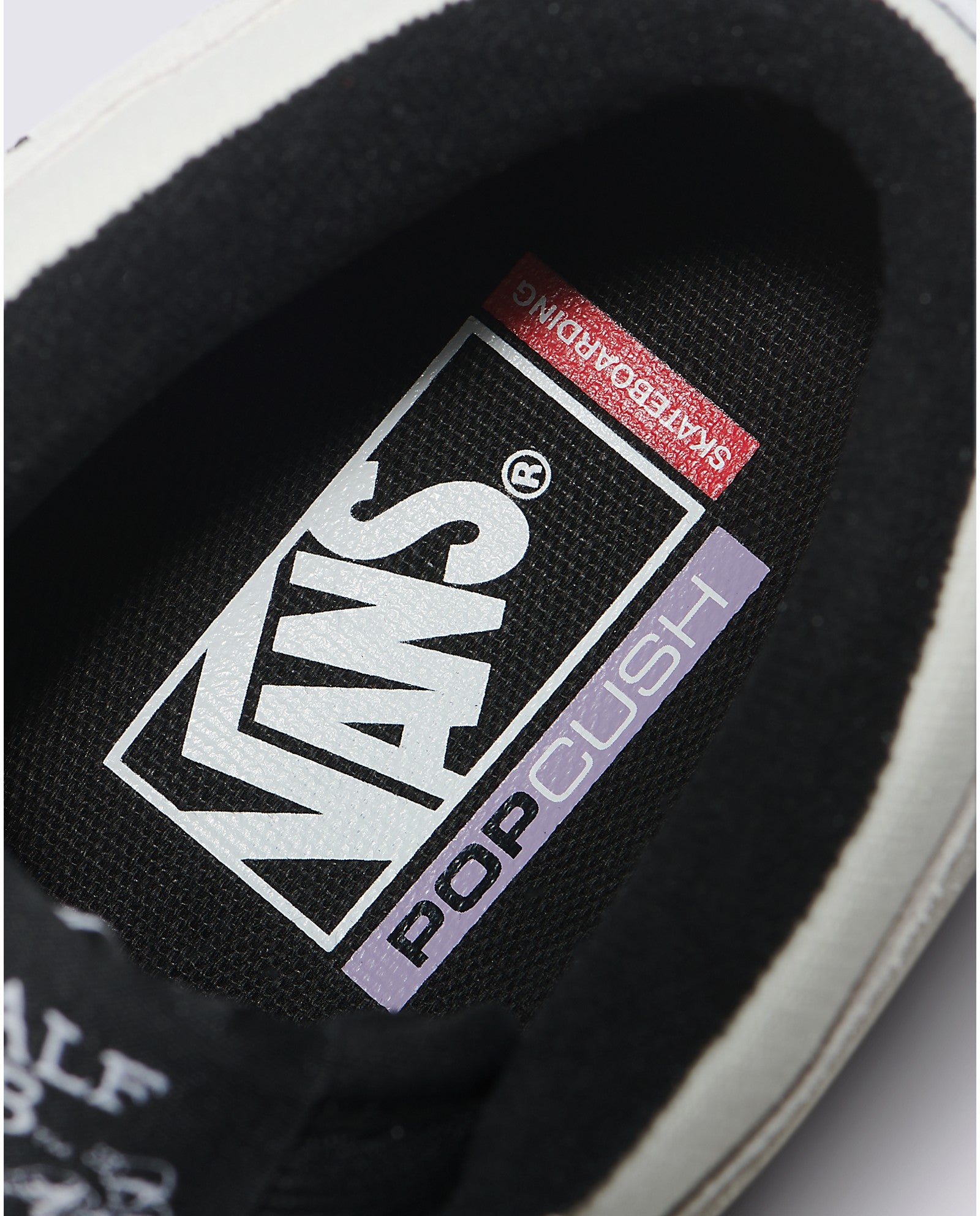 White/Black Vans Skate Half Cab Skate Shoe Detail