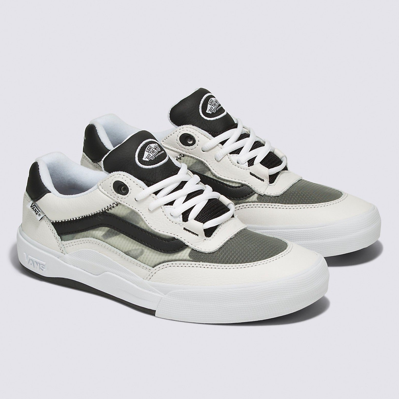 True White Leather Wayvee Vans Skate Shoe