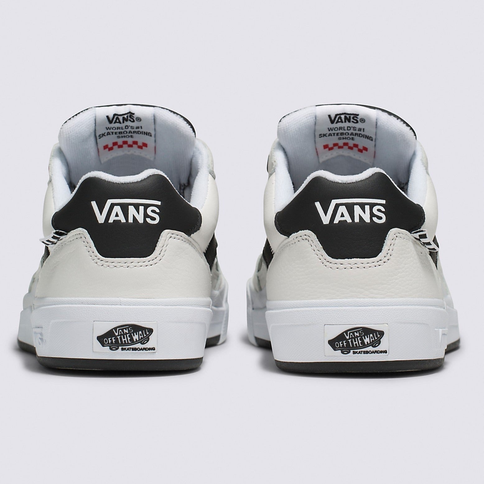 True White Leather Wayvee Vans Skate Shoe Back