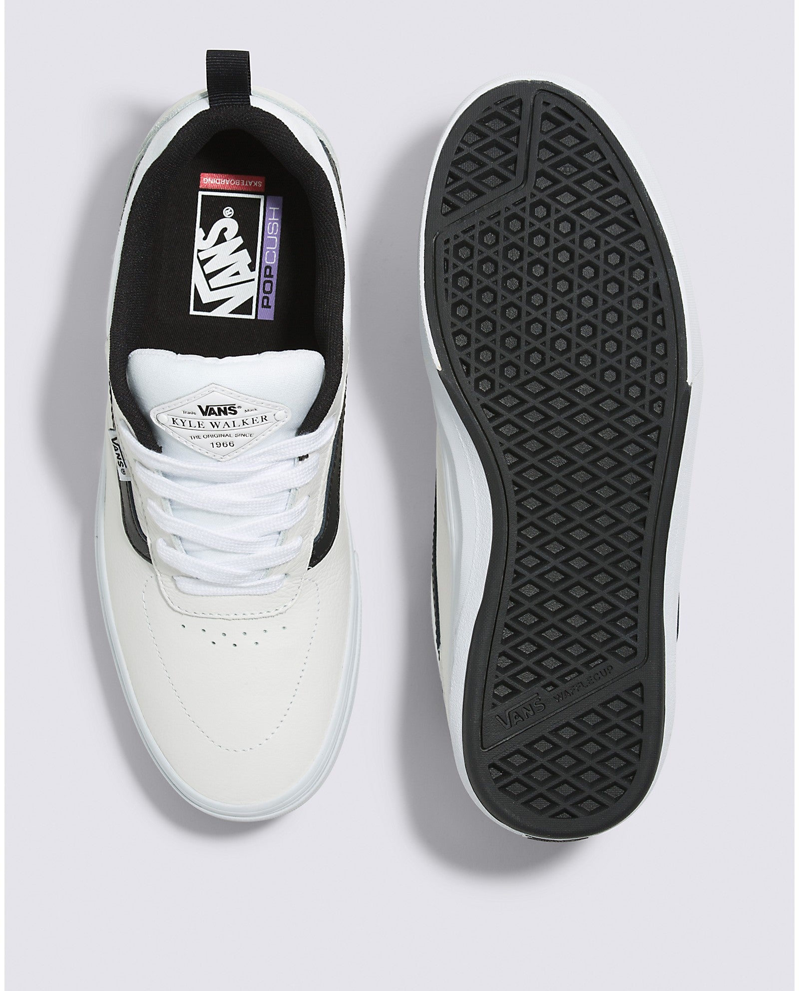 True White Leather Kyle Walker Vans Skate Shoe Top/Bottom
